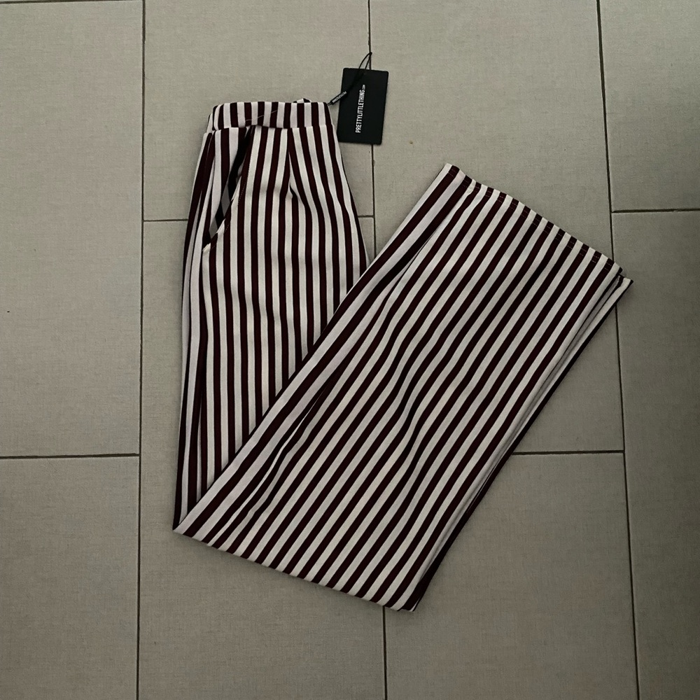 Burgundy and white stripe Palazzo pants